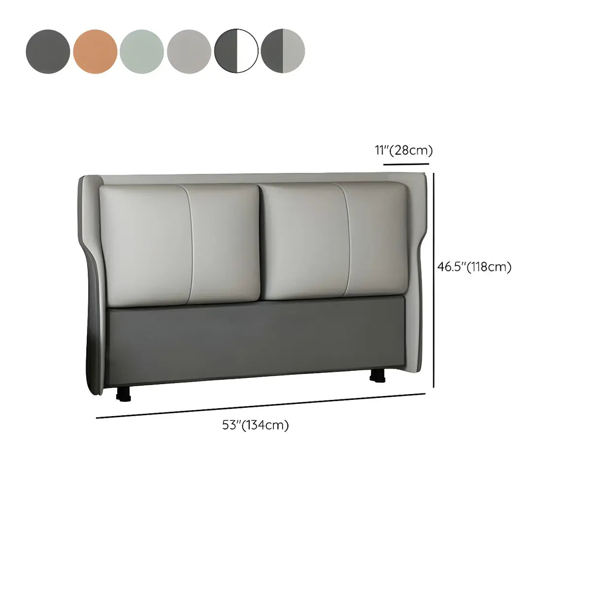 Gray Wood Frame Upholstered Wingback Headboard with Leg 