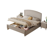 Gray Wood Queen Lift Up Storage Bed with Headboard Image - 10