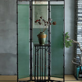 Green Bamboo Translucent Folding Room Divider Screen Image - 1