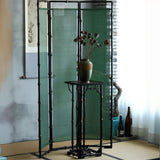 Green Bamboo Translucent Folding Room Divider Screen Image - 7