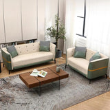 Green-Beige Stain Resistant Tuxedo Arm Tufted Back Sofa Image - 1