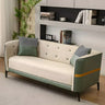 Green-Beige Stain Resistant Tuxedo Arm Tufted Back Sofa Image - 7