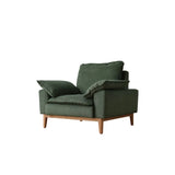 Green Corduroy L-Shape Stationary Left Sofa Chaise Image - 12