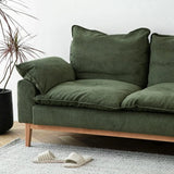 Green Corduroy L-Shape Stationary Left Sofa Chaise Image - 14