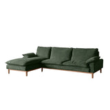 Green Corduroy L-Shape Stationary Left Sofa Chaise Image - 18