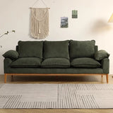 Green Corduroy L-Shape Stationary Left Sofa Chaise Image - 2