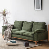 Green Corduroy L-Shape Stationary Left Sofa Chaise Image - 3