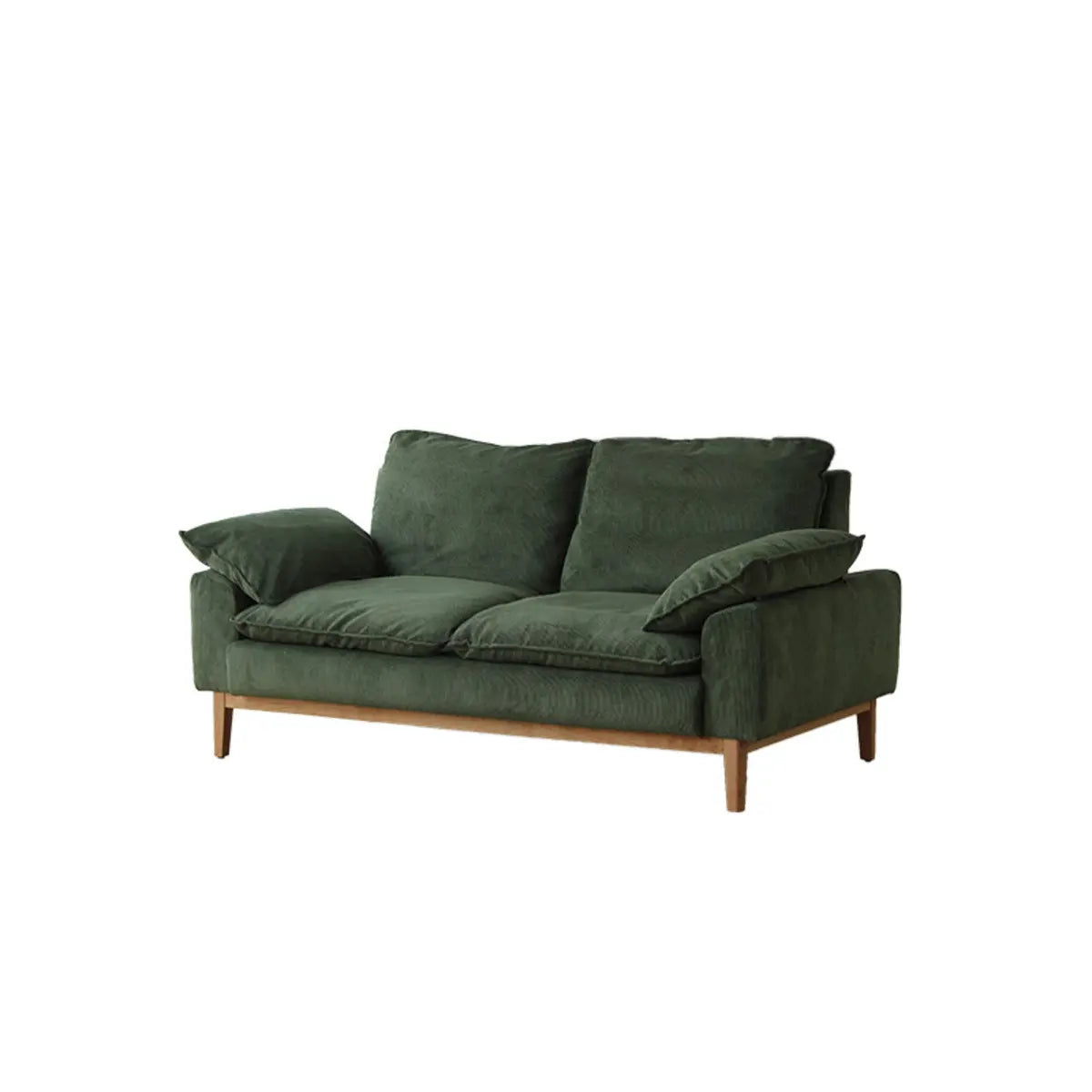 Green Corduroy L-Shape Stationary Left Sofa Chaise Image - 6