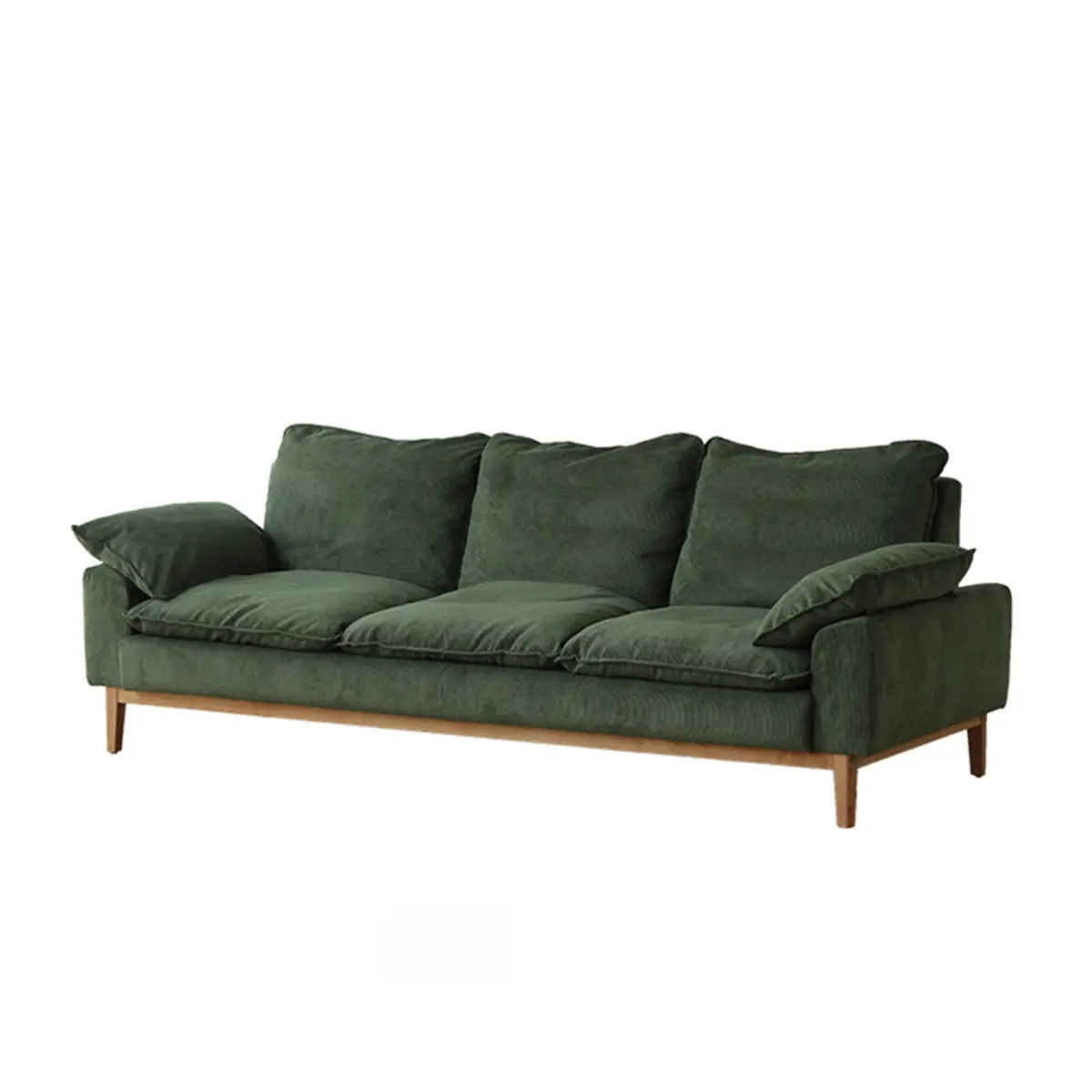 Green Corduroy L-Shape Stationary Left Sofa Chaise Image - 8