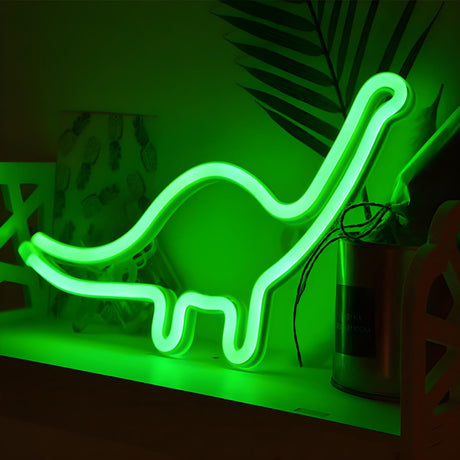 Green Dinosaur Battery LED Neon Night Lamp Kid's Room Image - 1