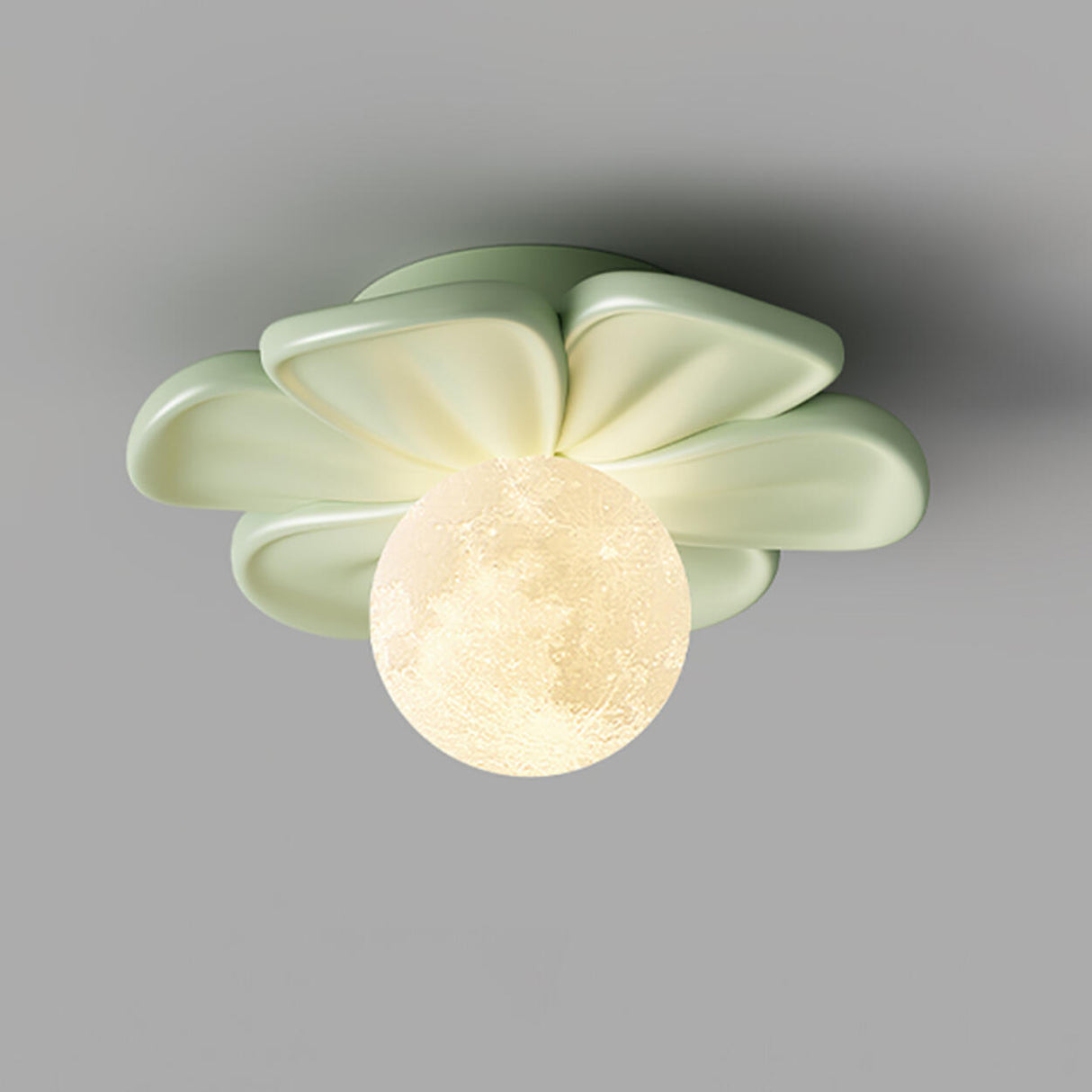 Green Flower Globe Resin Semi-Flush Mount Ceiling Light Image - 10