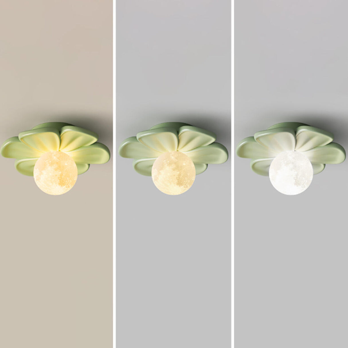 Green Flower Globe Resin Semi-Flush Mount Ceiling Light Image - 12