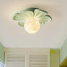 Green Flower Globe Resin Semi-Flush Mount Ceiling Light Image - 3