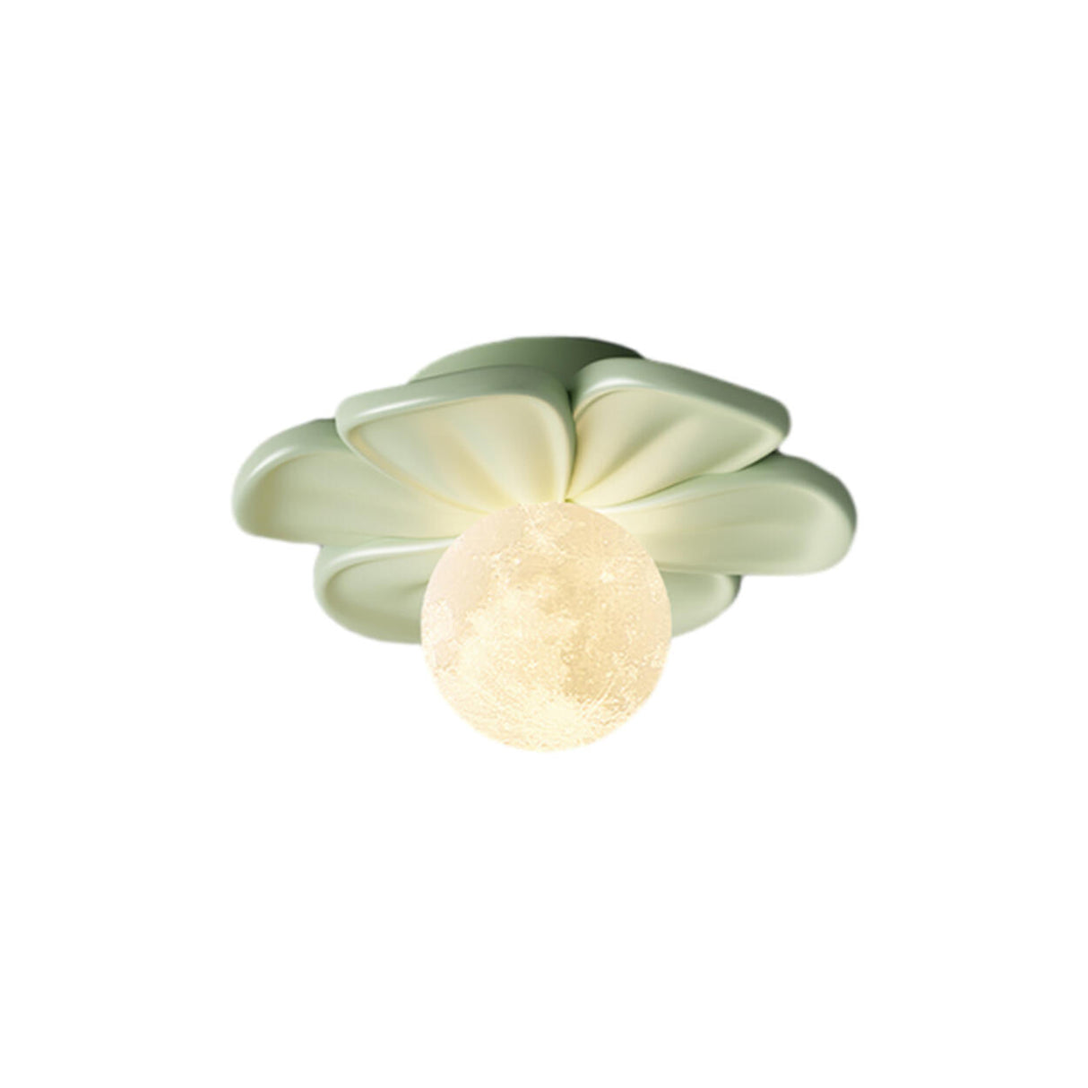 Green Flower Globe Resin Semi-Flush Mount Ceiling Light Image - 8