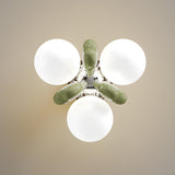 Green Loving Heart Ball Semi-Flush Mount Light 3-Light Image - 10