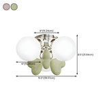 Green Loving Heart Ball Semi-Flush Mount Light 3-Light #size