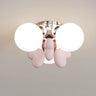 Green Loving Heart Ball Semi-Flush Mount Light 3-Light Image - 2