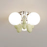 Green Loving Heart Ball Semi-Flush Mount Light 3-Light Image - 3