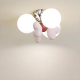 Green Loving Heart Ball Semi-Flush Mount Light 3-Light Image - 6