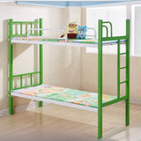 Green Metal Open-Frame Twin Bunk Bed with Ladder Image - 1