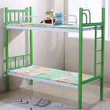 Green Metal Open-Frame Twin Bunk Bed with Ladder Image - 2