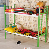 Green Metal Open-Frame Twin Bunk Bed with Ladder Image - 4