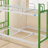 Green Metal Open-Frame Twin Bunk Bed with Ladder Image - 9