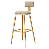 Green Metal Upholstered Low-Back Bar Stool With Footrest Image - 10