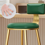 Green Metal Upholstered Low-Back Bar Stool With Footrest Image - 14