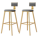 Green Metal Upholstered Low-Back Bar Stool With Footrest Image - 15