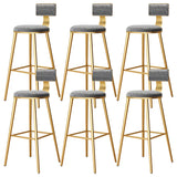 Green Metal Upholstered Low-Back Bar Stool With Footrest Image - 19