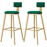 Green Metal Upholstered Low-Back Bar Stool With Footrest Image - 23