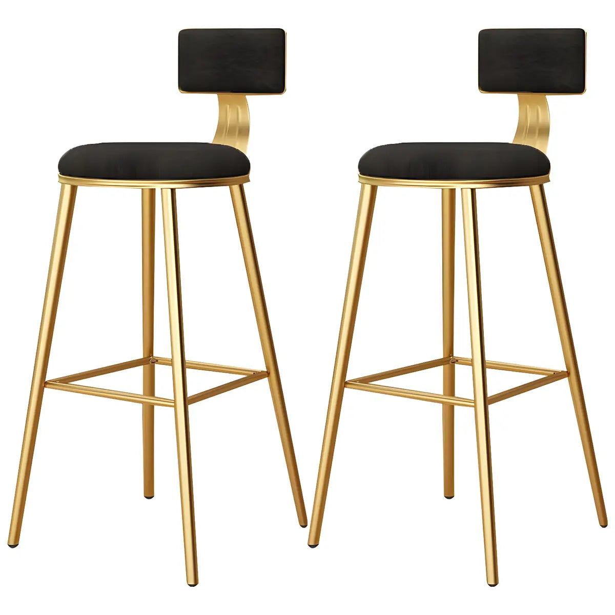 Green Metal Upholstered Low-Back Bar Stool With Footrest Image - 27