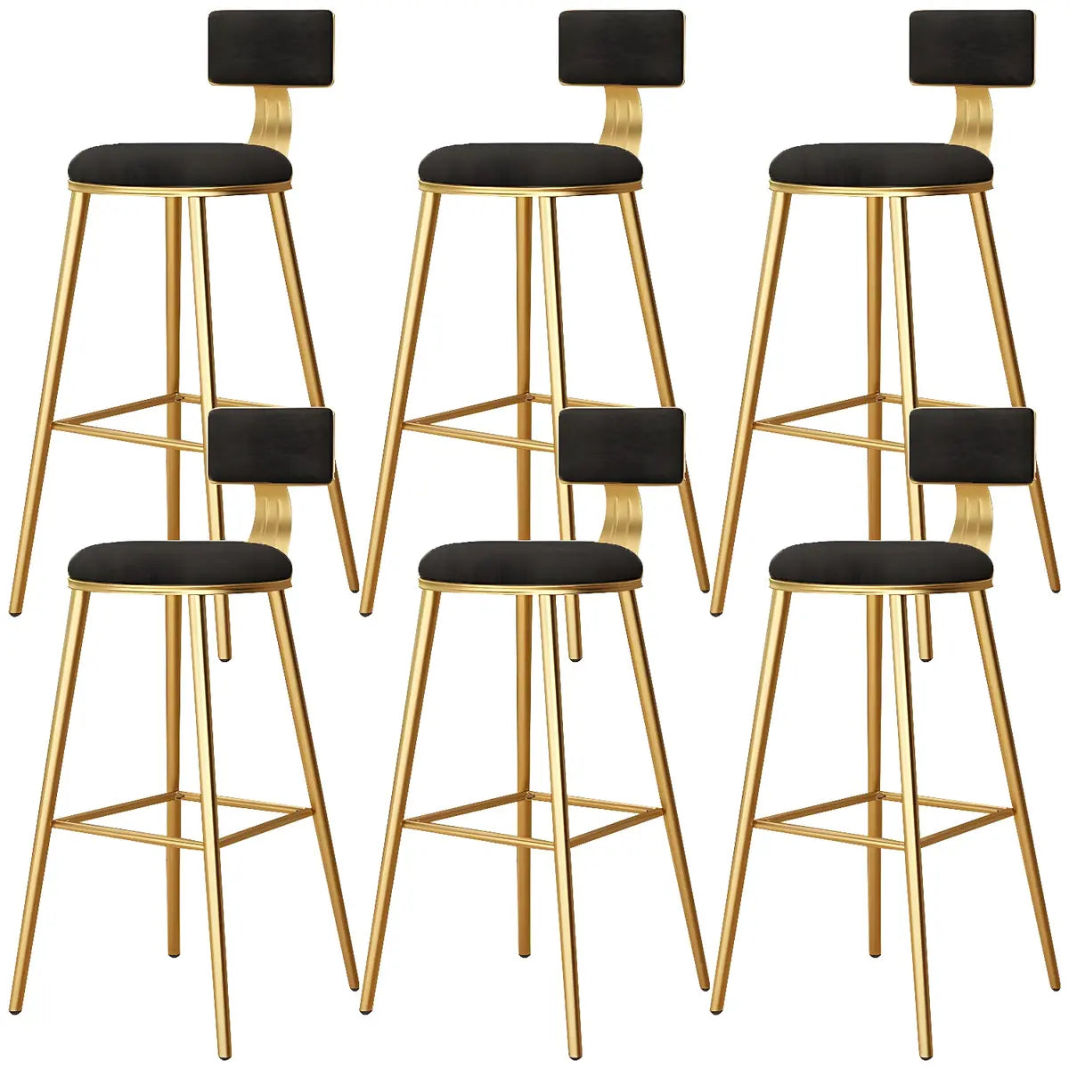 Green Metal Upholstered Low-Back Bar Stool With Footrest Image - 29