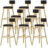 Green Metal Upholstered Low-Back Bar Stool With Footrest Image - 30