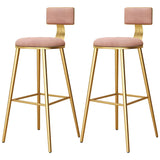 Green Metal Upholstered Low-Back Bar Stool With Footrest Image - 31