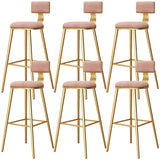 Green Metal Upholstered Low-Back Bar Stool With Footrest Image - 33