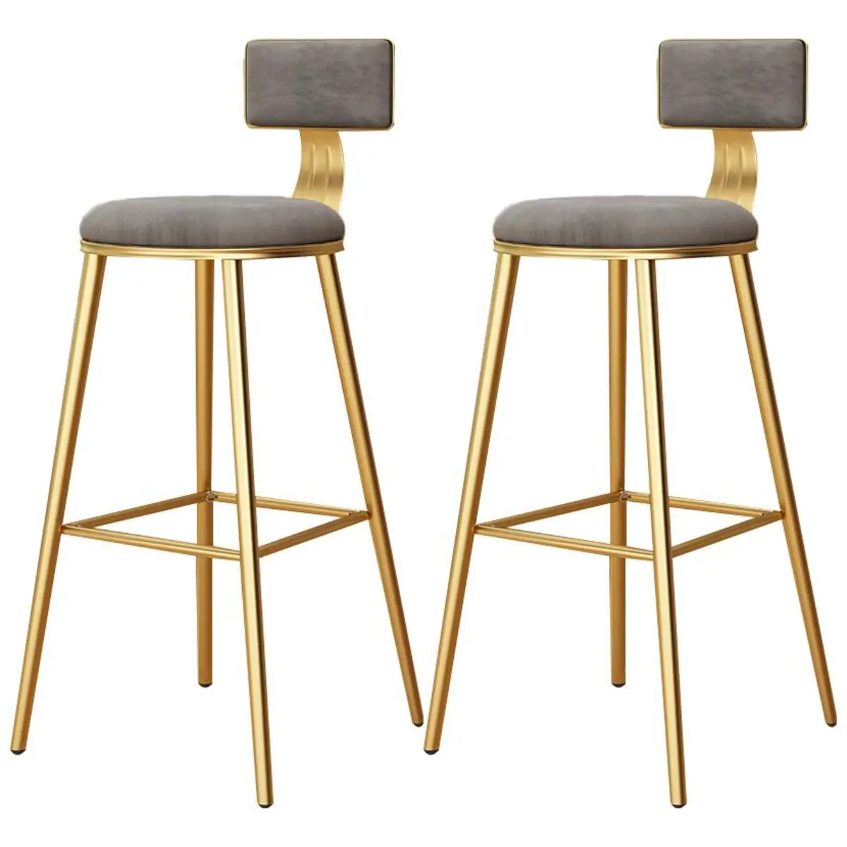 Green Metal Upholstered Low-Back Bar Stool With Footrest Image - 39