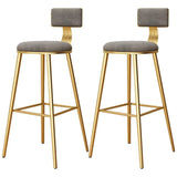 Green Metal Upholstered Low-Back Bar Stool With Footrest Image - 39