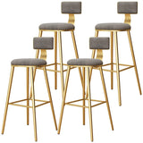 Green Metal Upholstered Low-Back Bar Stool With Footrest Image - 40