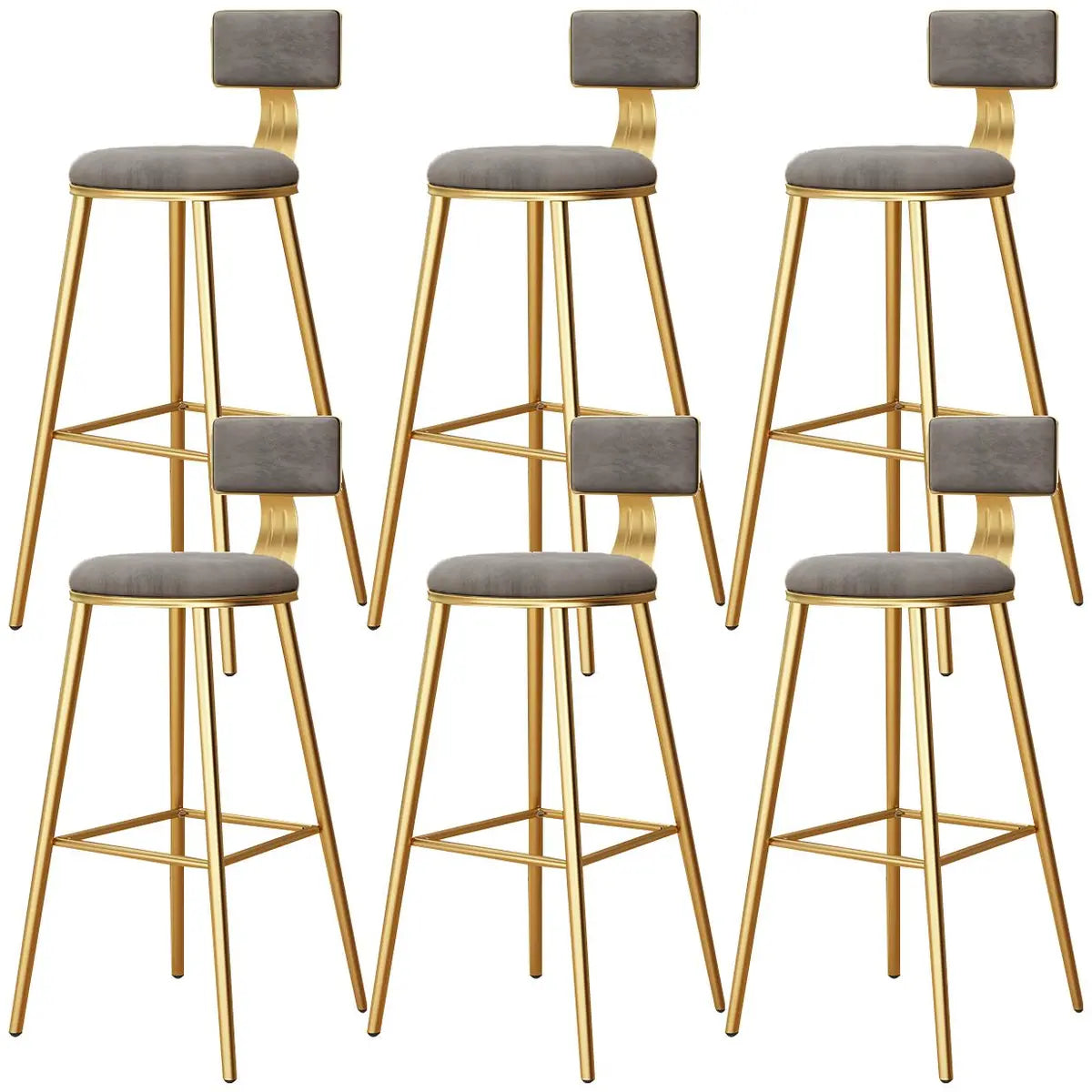 Green Metal Upholstered Low-Back Bar Stool With Footrest Image - 41