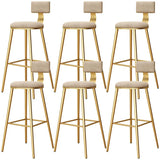 Green Metal Upholstered Low-Back Bar Stool With Footrest Image - 45