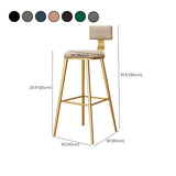 Green Metal Upholstered Low-Back Bar Stool With Footrest #size