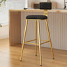 Green Metal Upholstered Low-Back Bar Stool With Footrest Image - 7