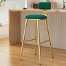 Green Metal Upholstered Low-Back Bar Stool With Footrest Image - 9