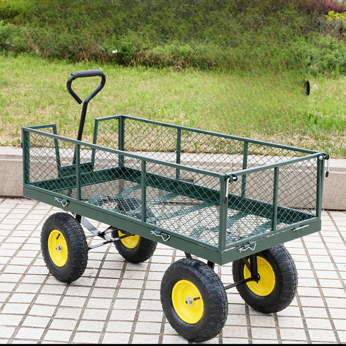 Green Metal Utility Cart with Shelves and Casters Image - 4