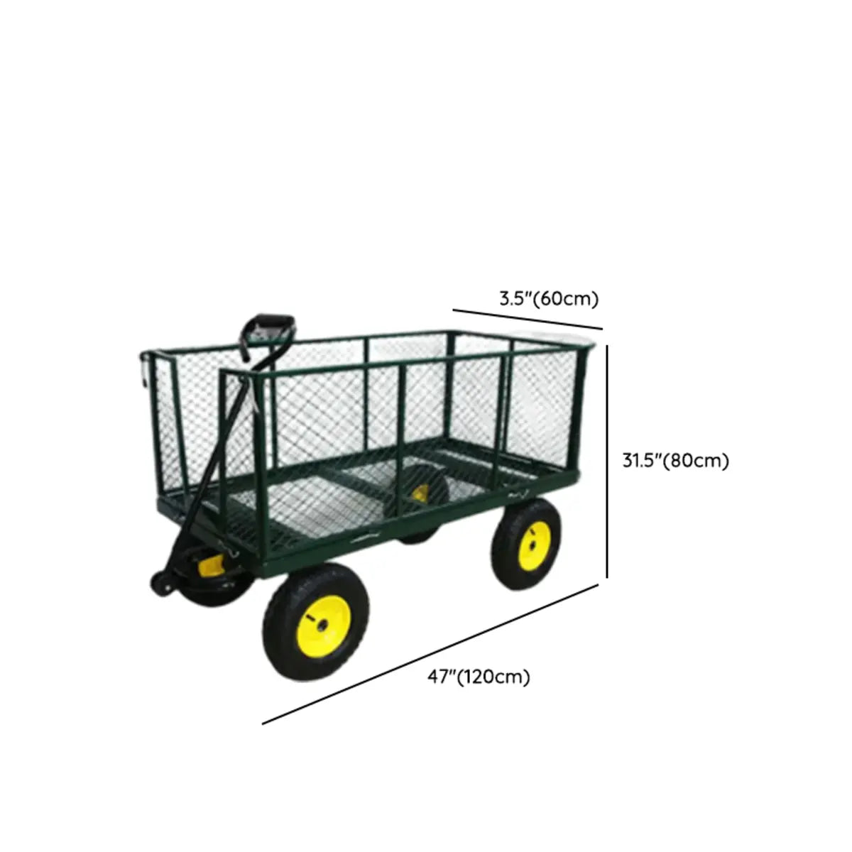 Green Metal Utility Cart with Shelves and Casters 