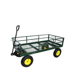 Green Metal Utility Cart with Shelves and Casters Image - 7