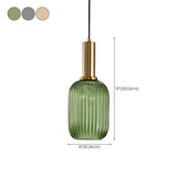 Green Minimalist Ribbed Glass Round Pendant Light #size