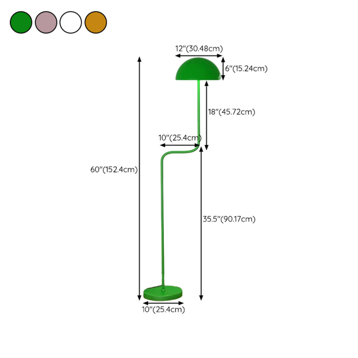 Green Modern S-Shaped Glass Metal Dome Foor Lamp  